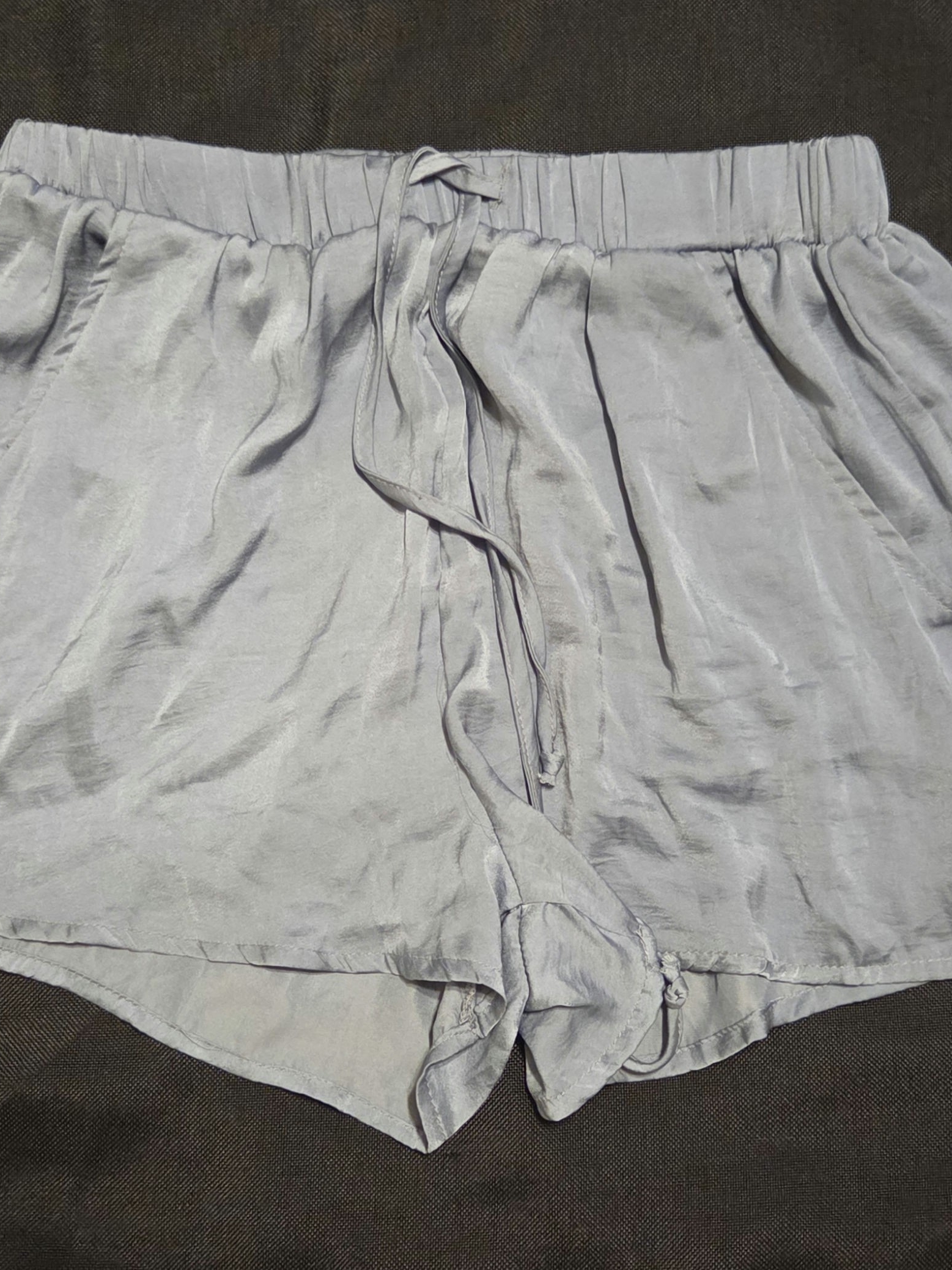 Mable Dusty Blue Satin Drawstring Shorts Sz S Loungewear Pajama Bottoms